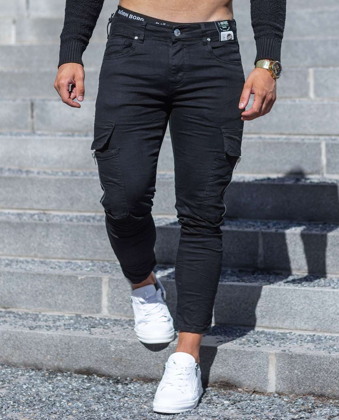 Zipper Detailed Black Jeans L32 Jerone