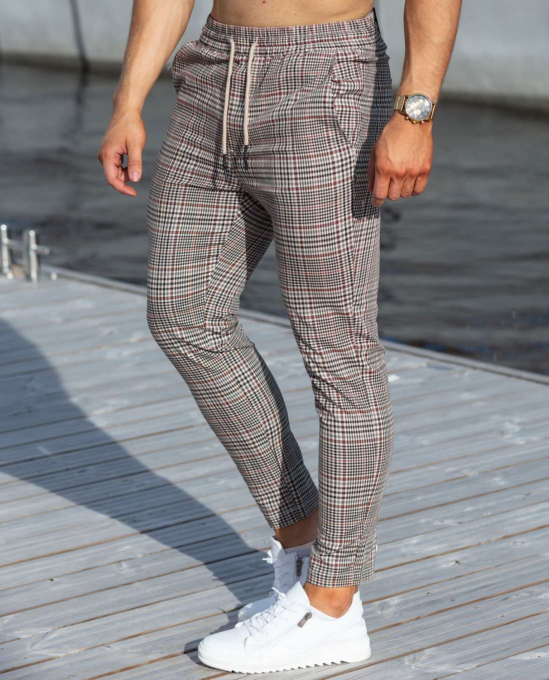 Linus Check Cherry Pants Only & Sons